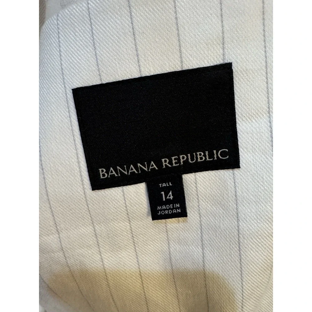 Banana Republic Relaxed Fit Pinstripe Linen Blazer Size 14 Tall 90's